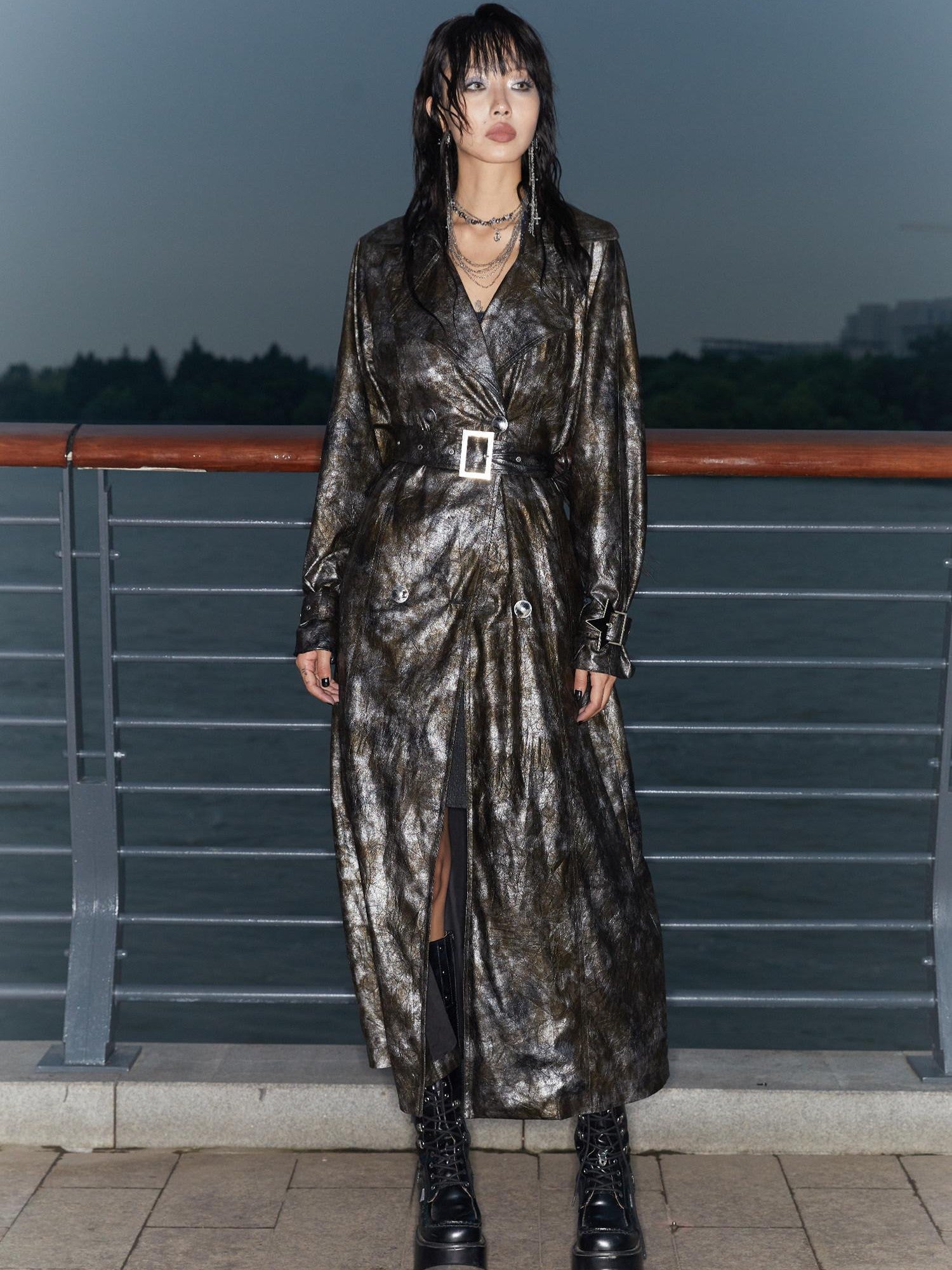 QUORRA S CHORD Black Gold Long Loose Flowing Women&