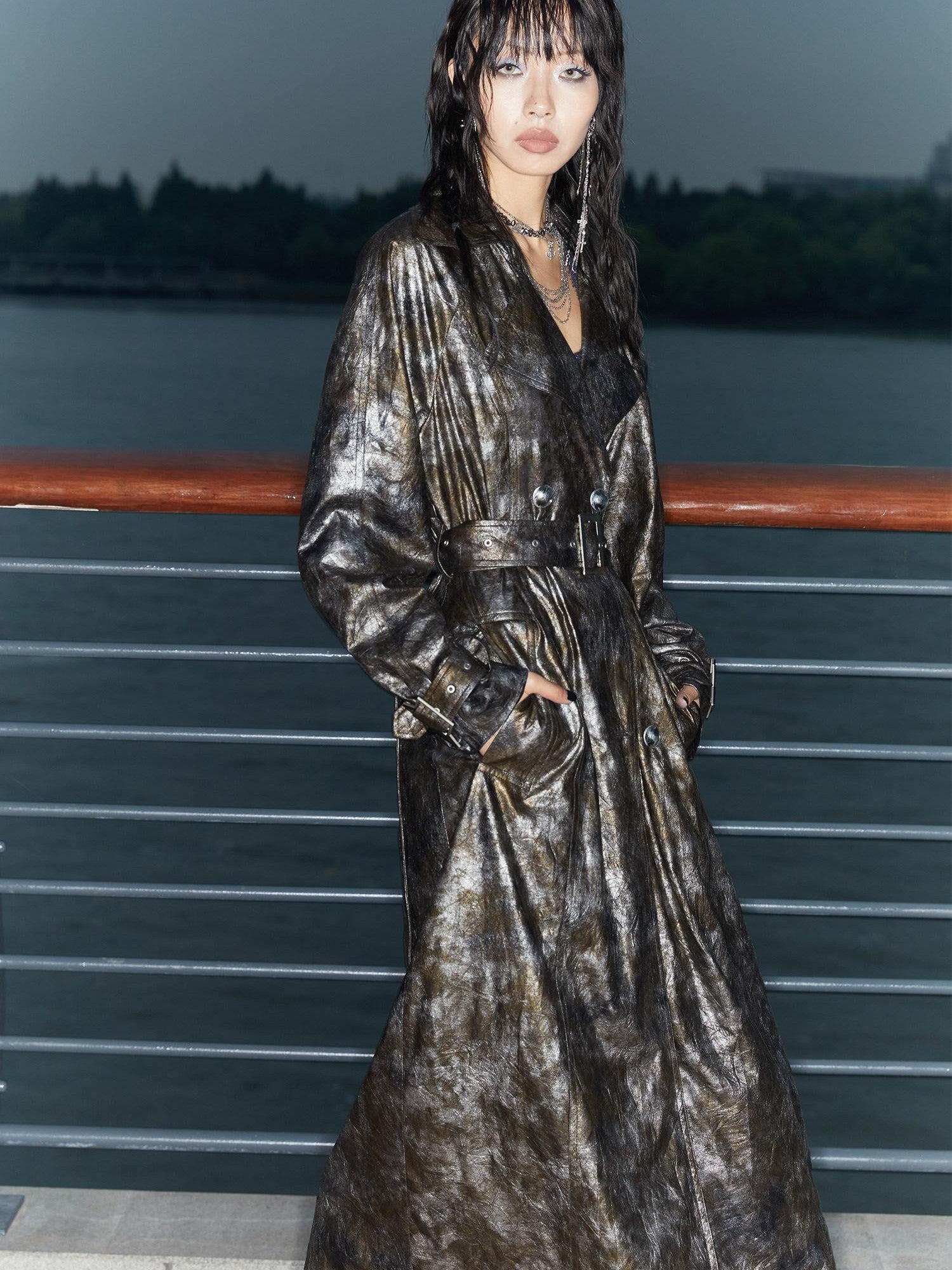 QUORRA S CHORD Black Gold Long Loose Flowing Women&