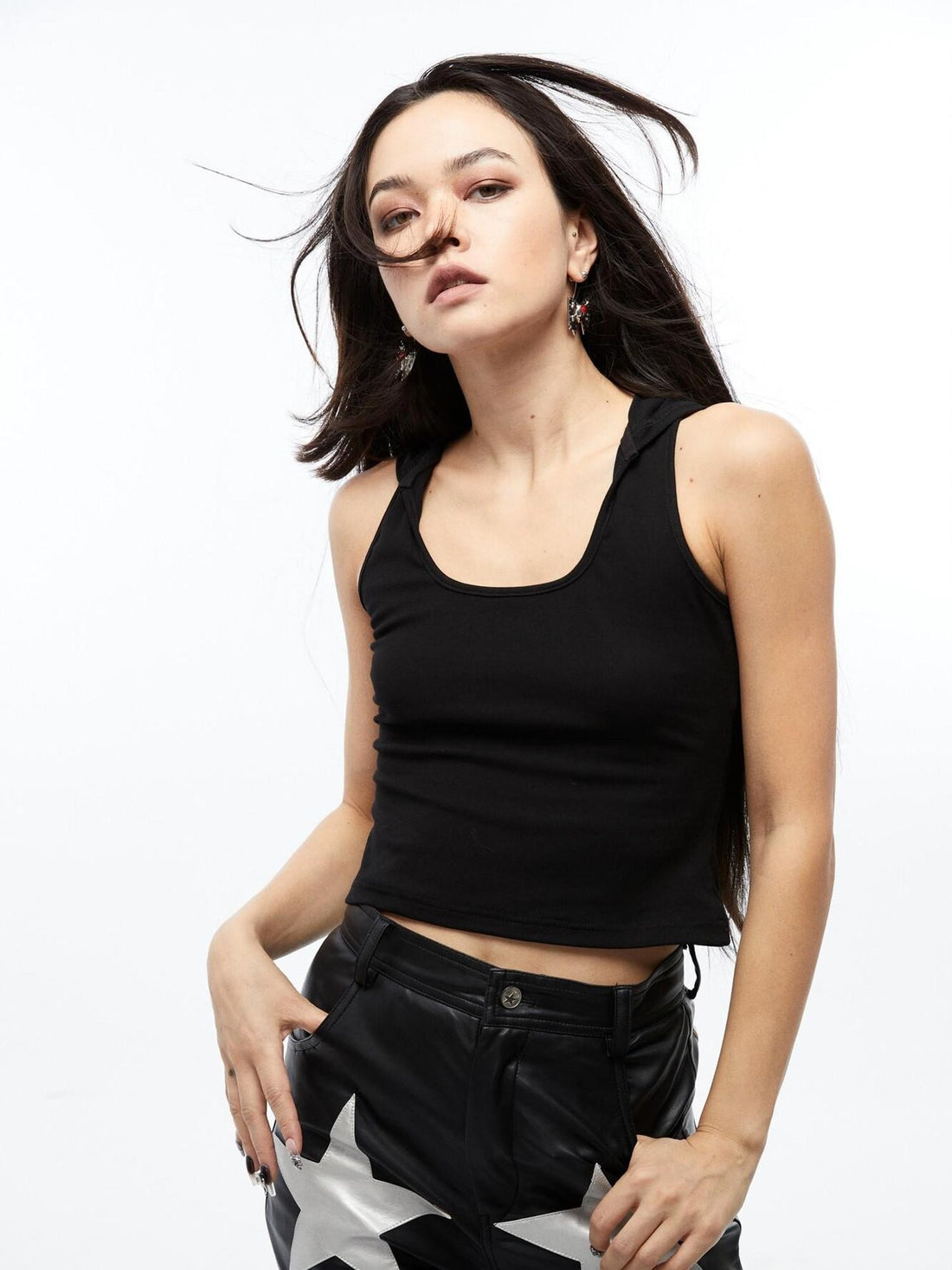 QUORRA S CHORD Black Hooded Back Cutout Deconstructed Women&
