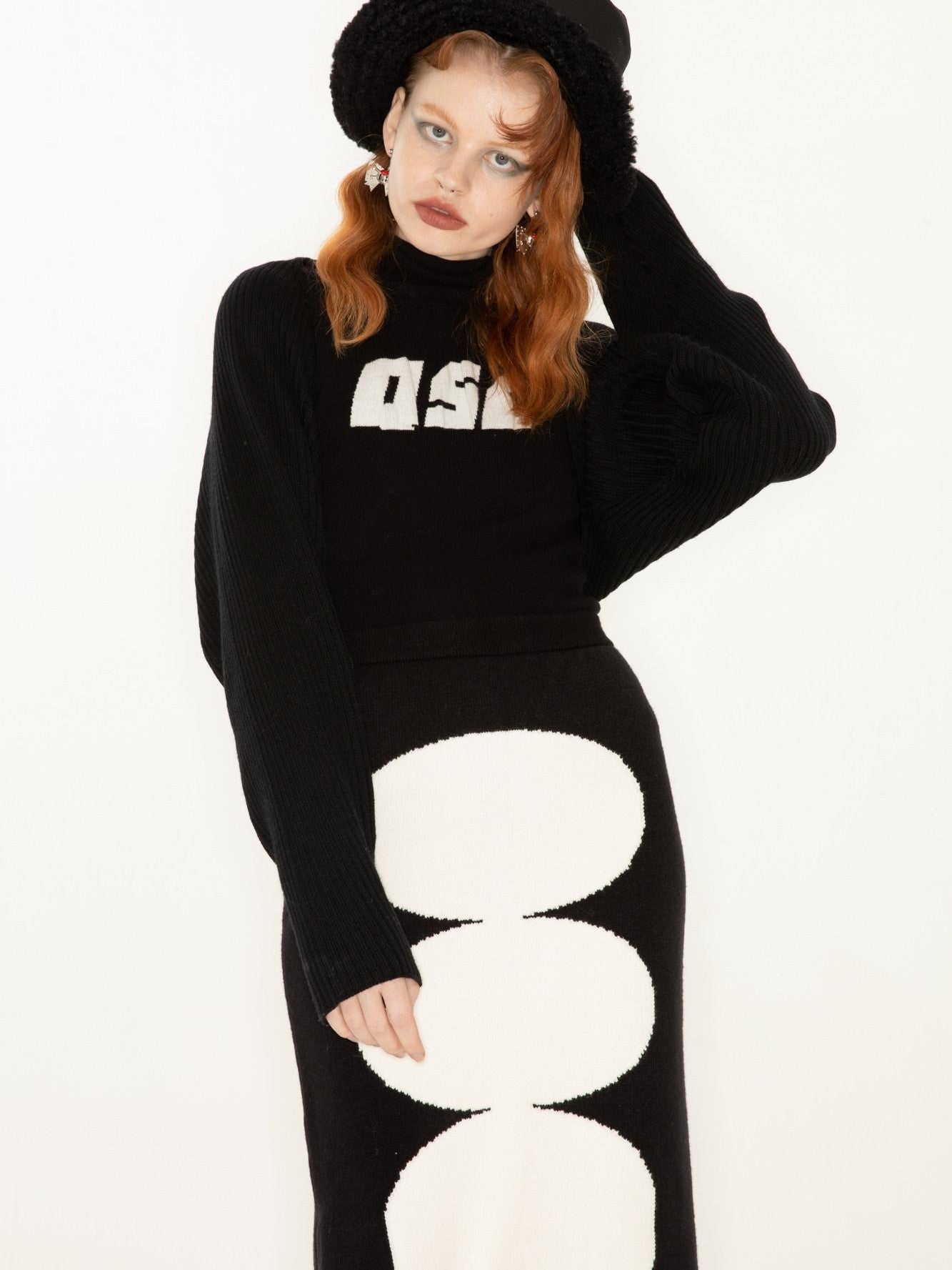 QUORRA S CHORD Black Logo Jacquard High Neck Women&