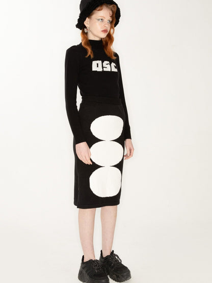 QUORRA S CHORD Black Logo Jacquard High Neck Women&
