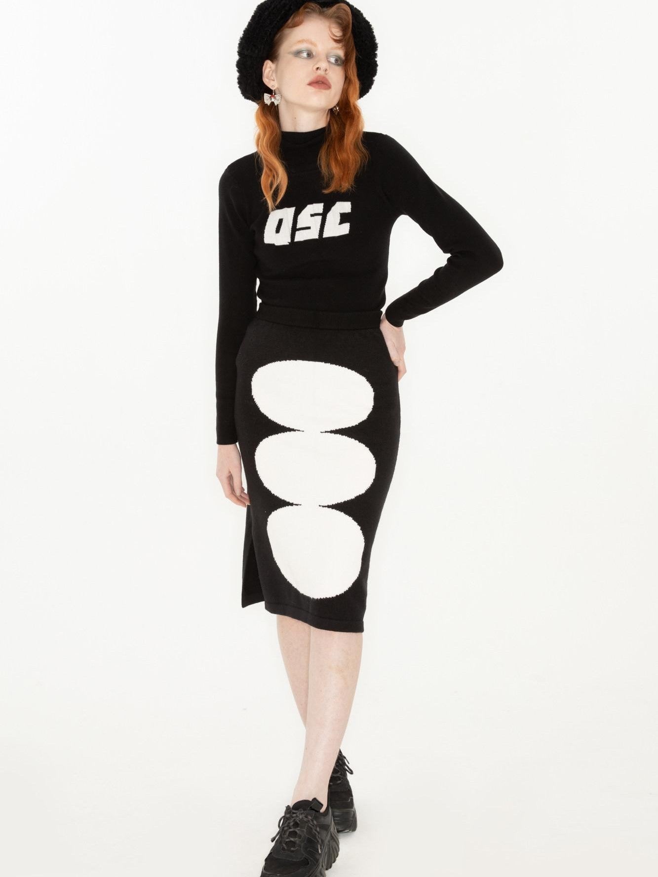 QUORRA S CHORD Black Logo Jacquard High Neck Women&