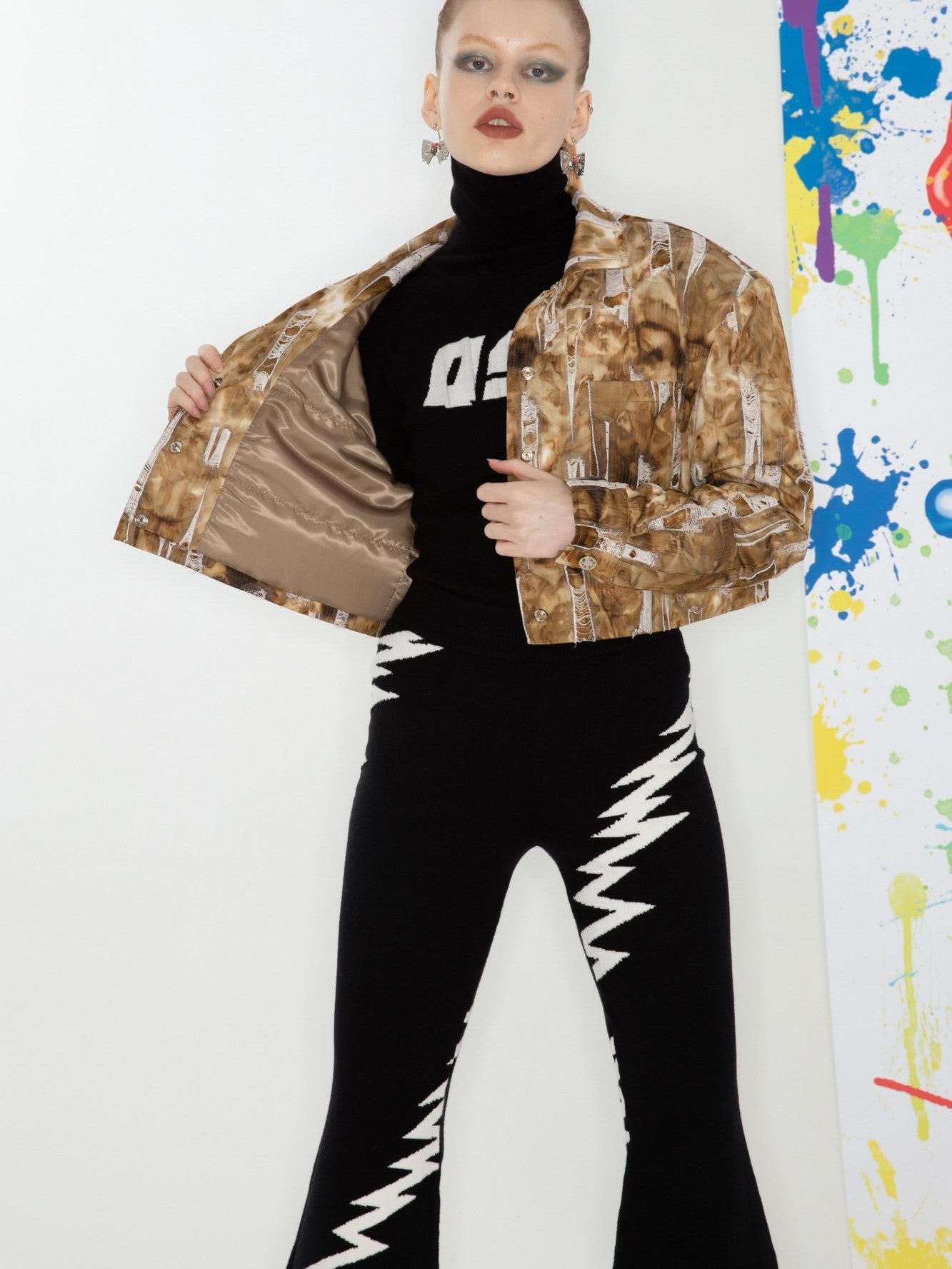 QUORRA S CHORD Black Logo Jacquard High Neck Women&