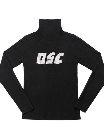 QUORRA S CHORD Black Logo Jacquard High Neck Women&