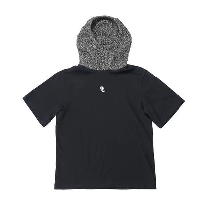 QUORRA_S_CHORD_Black_Patchwork_Chunky_Knit_Hooded_Logo_Women&