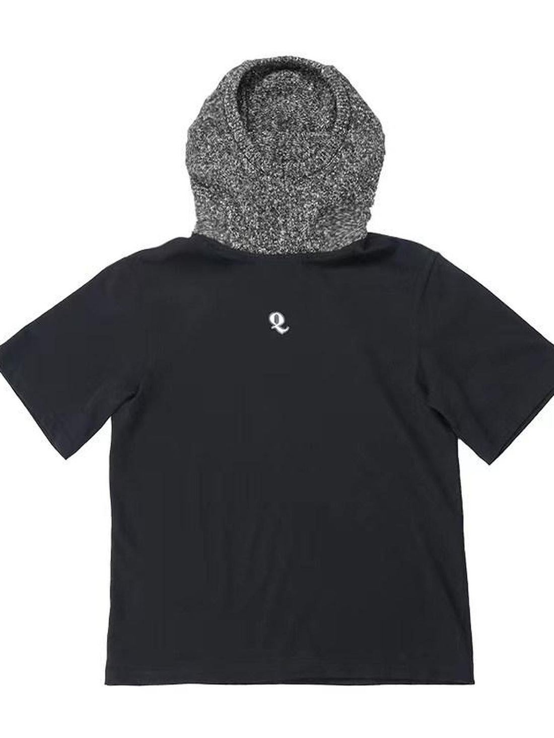 QUORRA S CHORD Black Patchwork Chunky Knit Hooded Logo Women&
