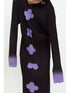 QUORRA S CHORD Black Purple Gradient Ruched Plum Blossom Print Women&
