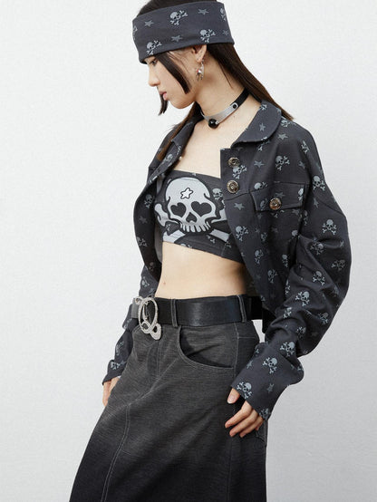 QUORRA S CHORD Black Skull Star Print Gothic Punk Loose Women&