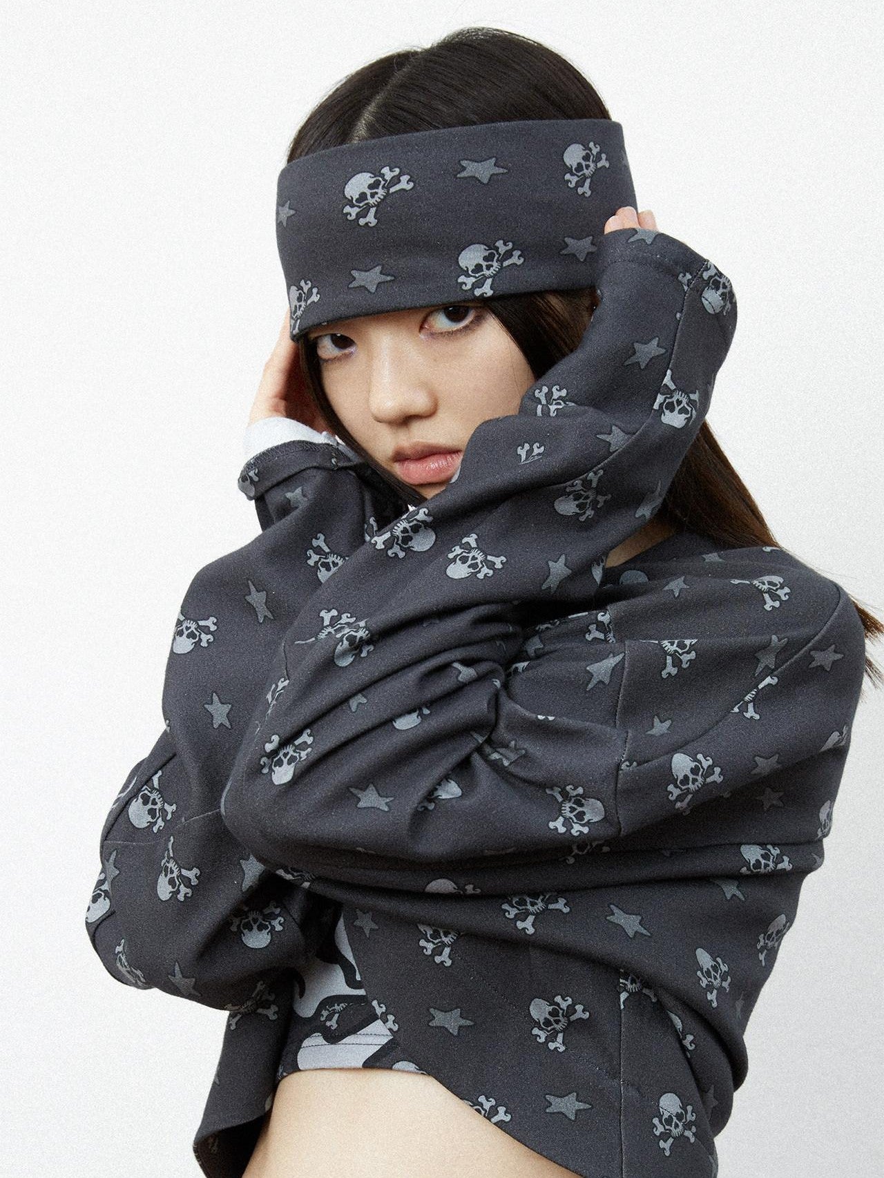 QUORRA S CHORD Black Skull Star Print Gothic Punk Loose Women&