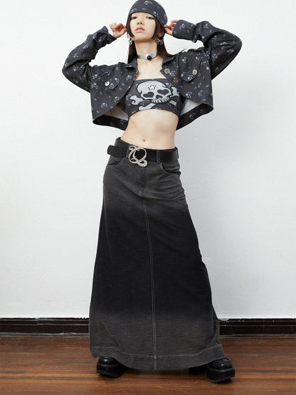 QUORRA S CHORD Black Skull Star Print Gothic Punk Loose Women&