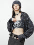 QUORRA S CHORD Black Skull Star Print Gothic Punk Loose Women&