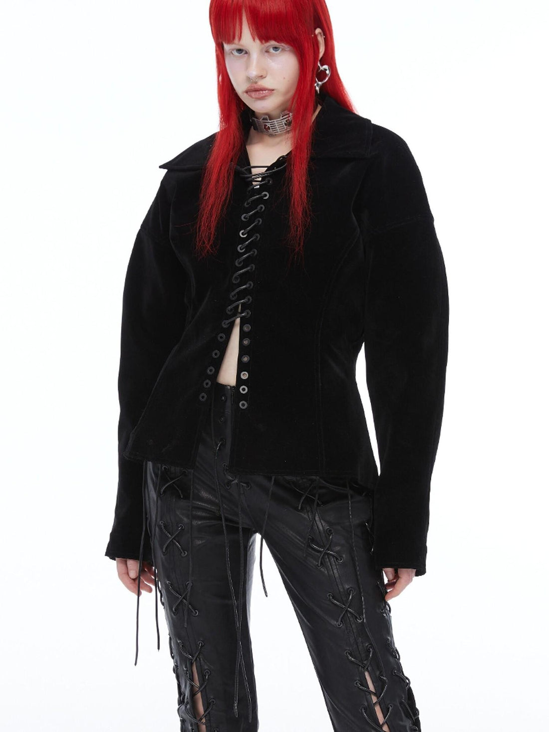 QUORRA S CHORD Black Velvet Drawstring Waist Cinch Women&