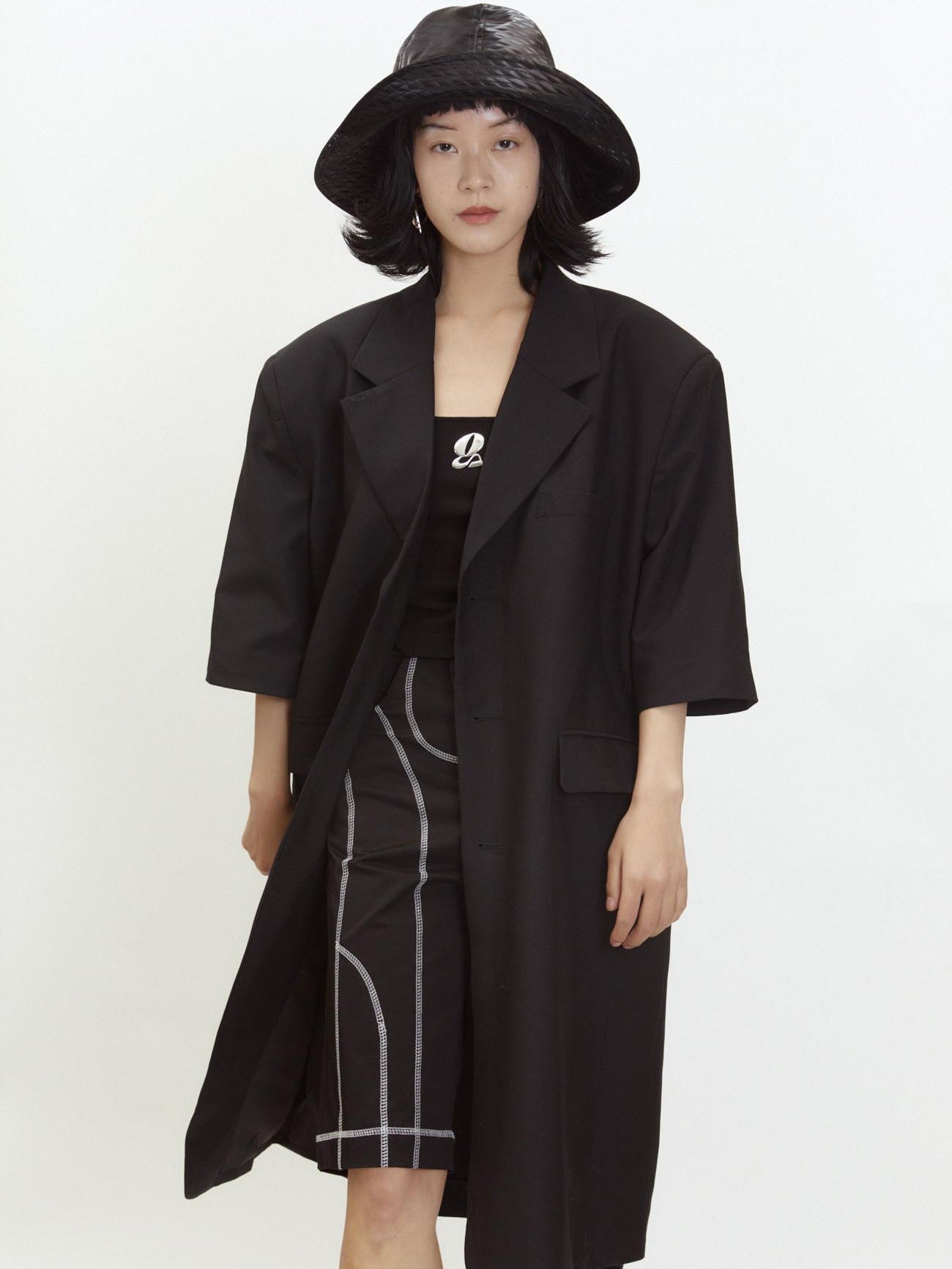 QUORRA S CHORD Black Vintage Square Neck Slim Cropped Women&