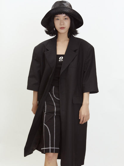 QUORRA S CHORD Black Vintage Square Neck Slim Cropped Women&