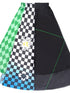 QUORRA S CHORD Black White Checkerboard Green Colorblock Asymmetrical Women&