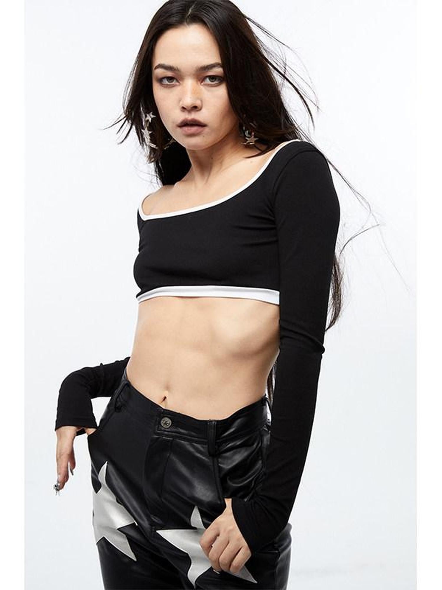 QUORRA S CHORD Black White Colorblock Cropped Women&