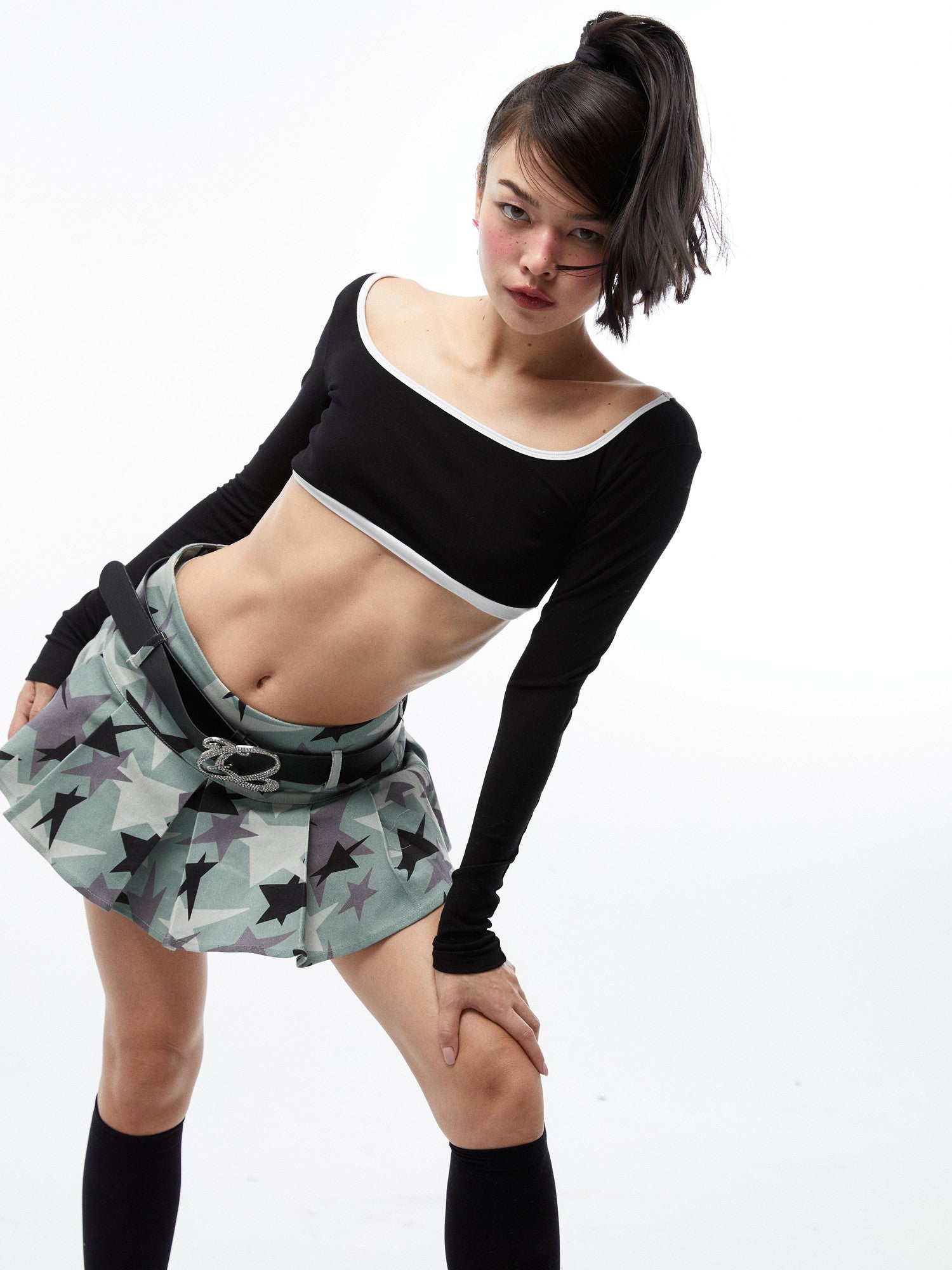QUORRA S CHORD Black White Colorblock Cropped Women&