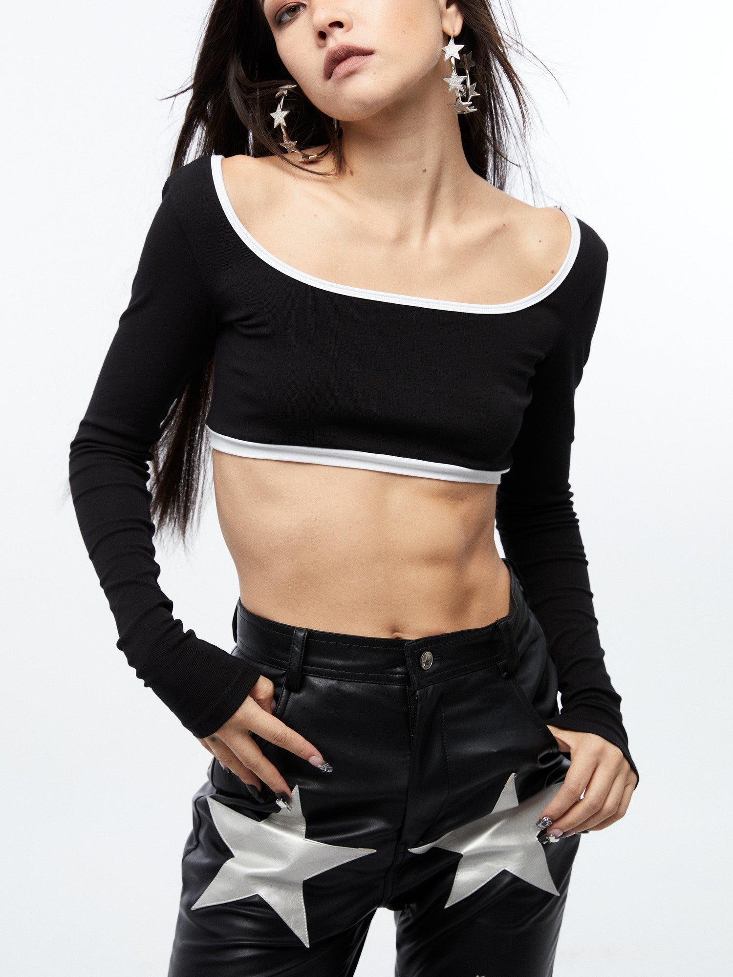 QUORRA S CHORD Black White Colorblock Cropped Women&
