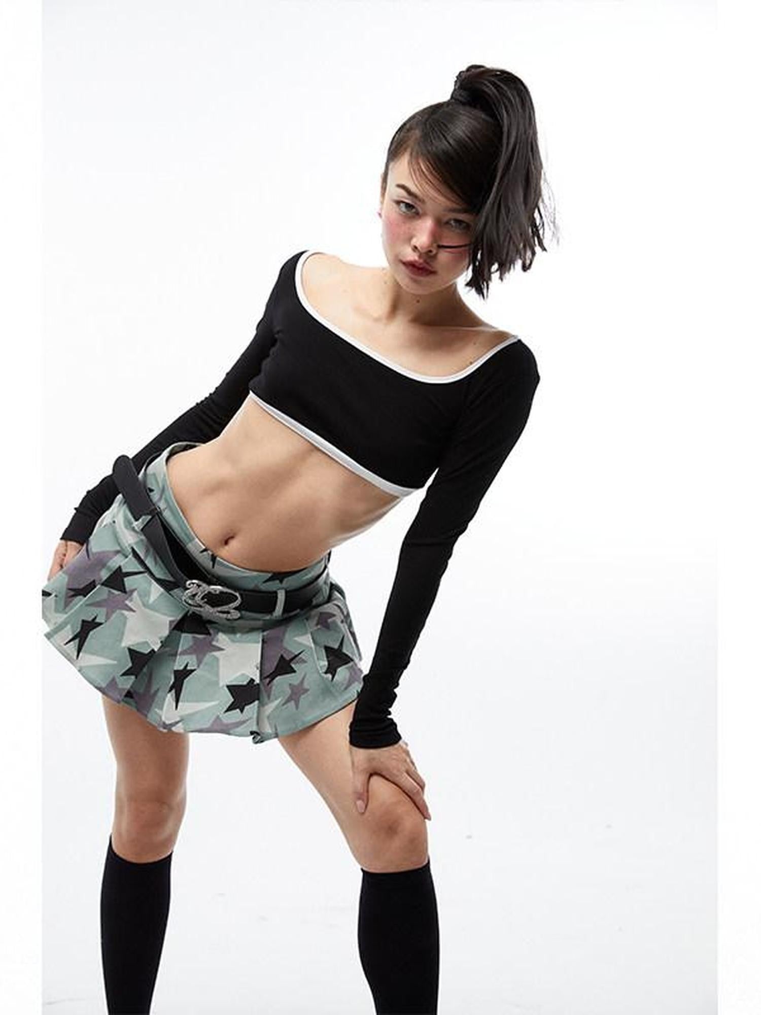 QUORRA S CHORD Black White Colorblock Cropped Women&