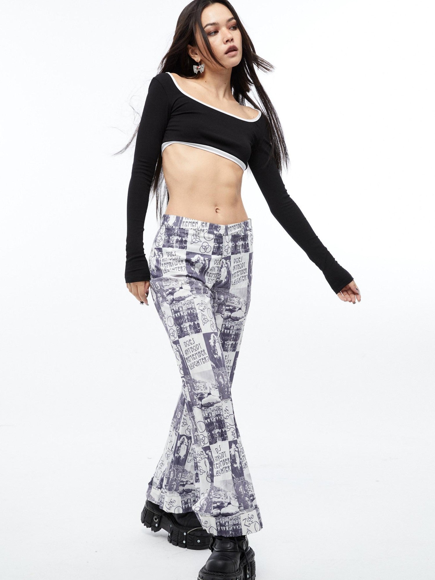 QUORRA S CHORD Black White Colorblock Cropped Women&