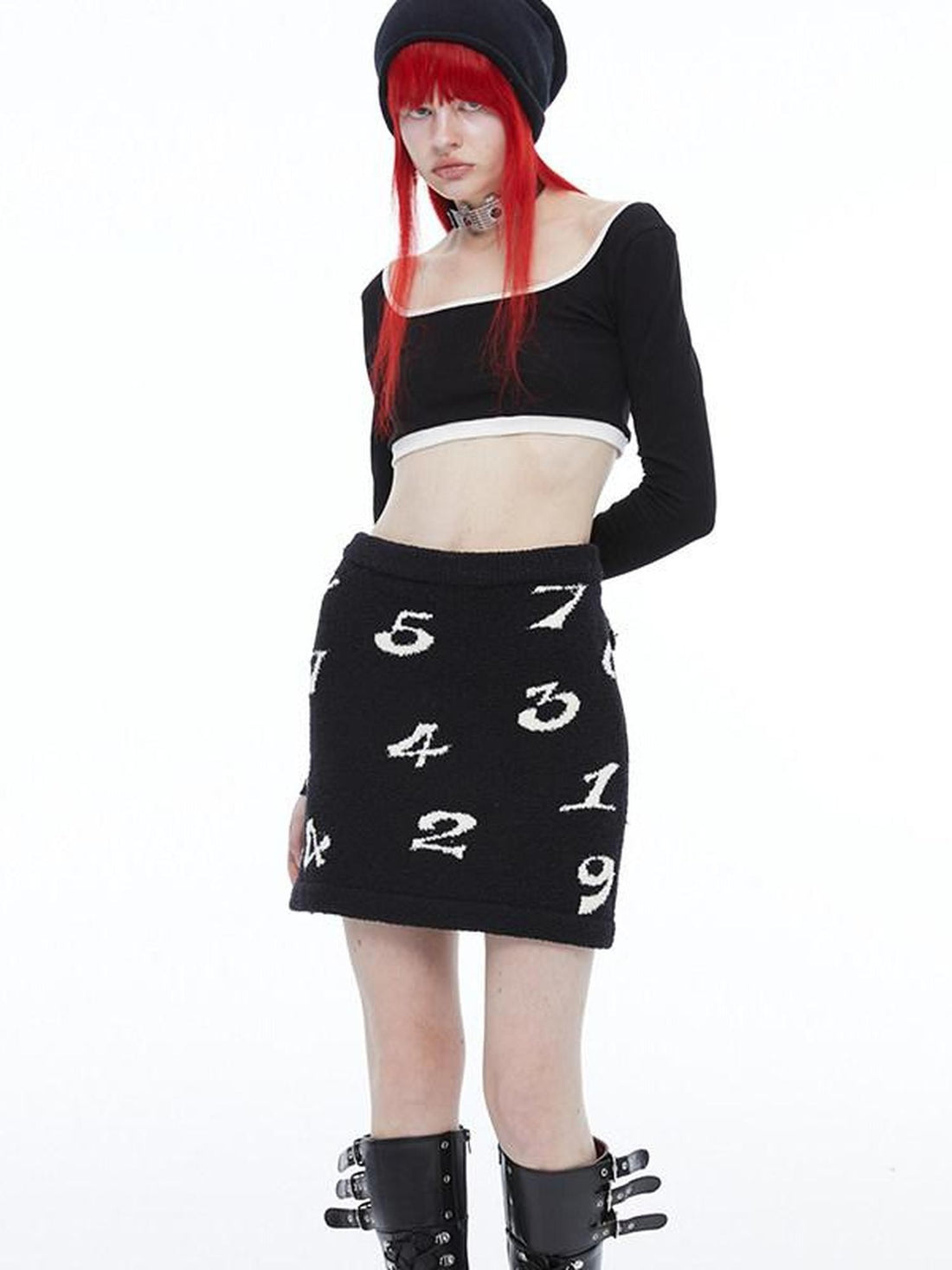 QUORRA S CHORD Black White Numeric 3d Jacquard Elastic Waist Women&