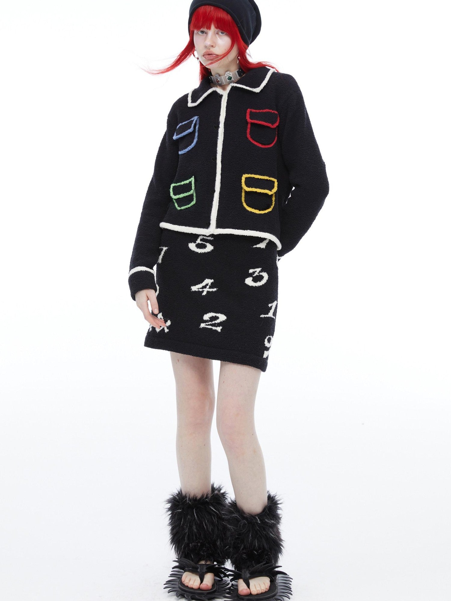 QUORRA S CHORD Black White Numeric 3d Jacquard Elastic Waist Women&