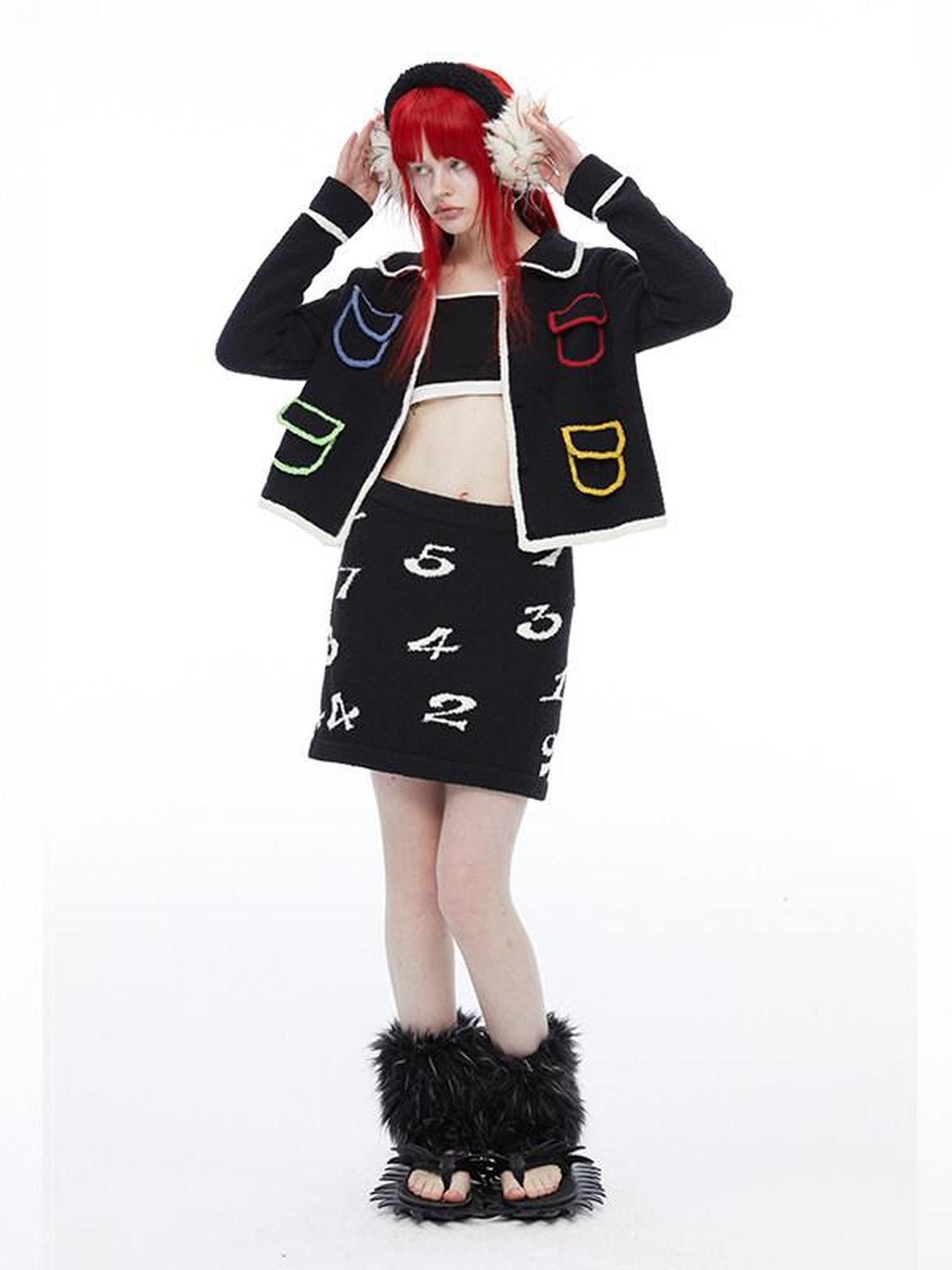 QUORRA S CHORD Black White Numeric 3d Jacquard Elastic Waist Women&