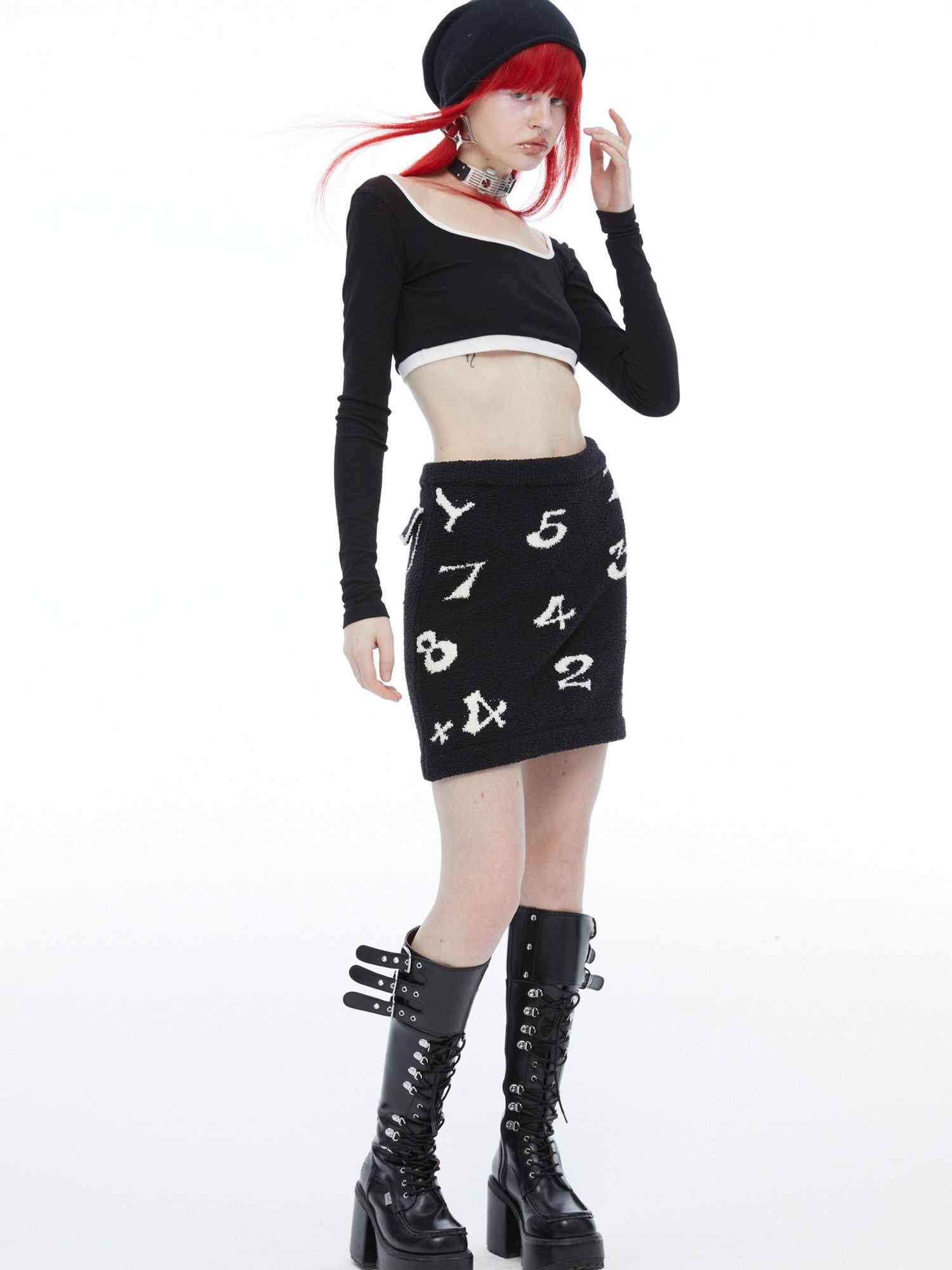 QUORRA S CHORD Black White Numeric 3d Jacquard Elastic Waist Women&
