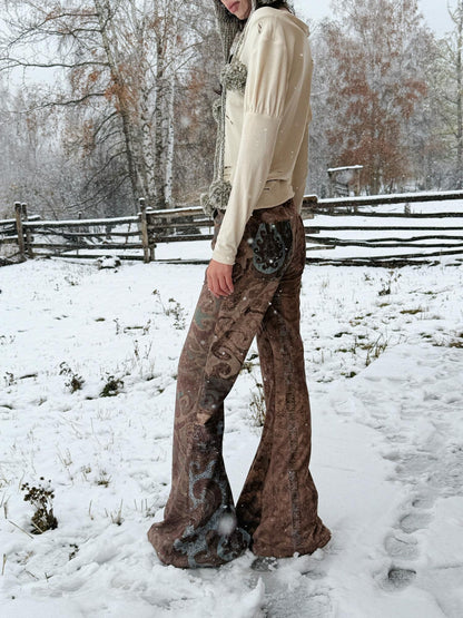 QUORRA S CHORD Blue Brown Red Colorblock Kazakh Pattern Women&