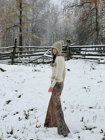 QUORRA S CHORD Blue Brown Red Colorblock Kazakh Pattern Women&