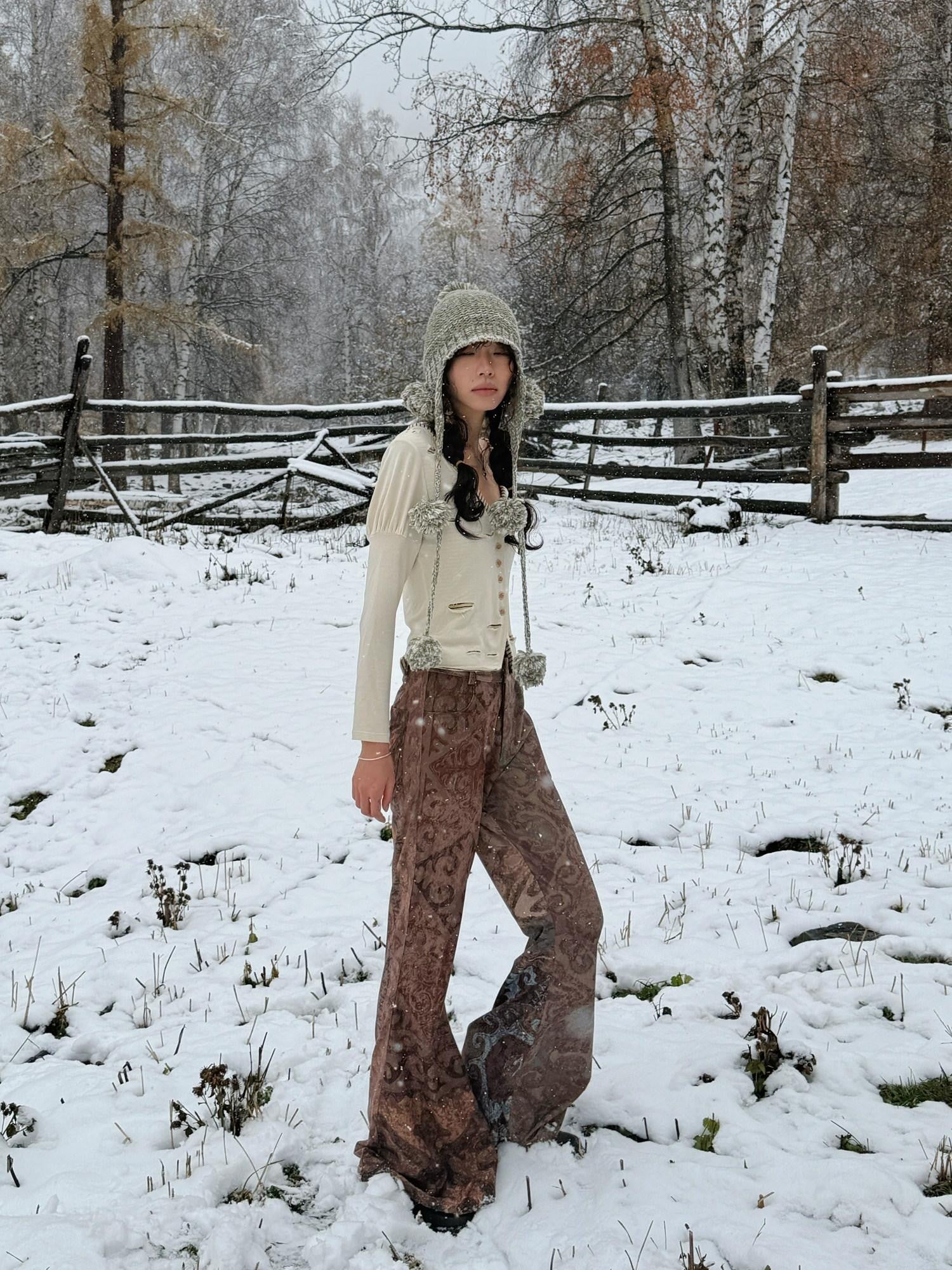 QUORRA S CHORD Blue Brown Red Colorblock Kazakh Pattern Women&