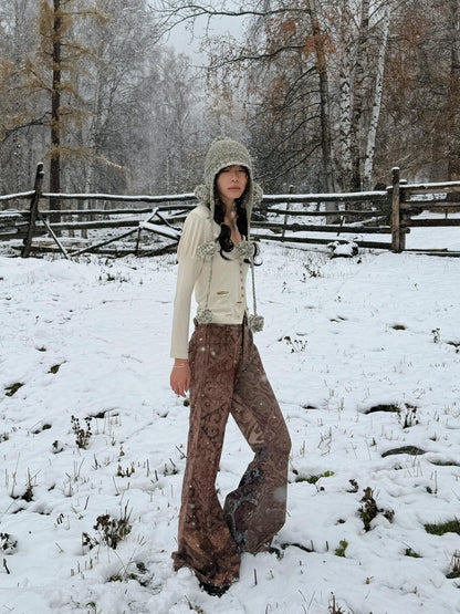 QUORRA S CHORD Blue Brown Red Colorblock Kazakh Pattern Women&