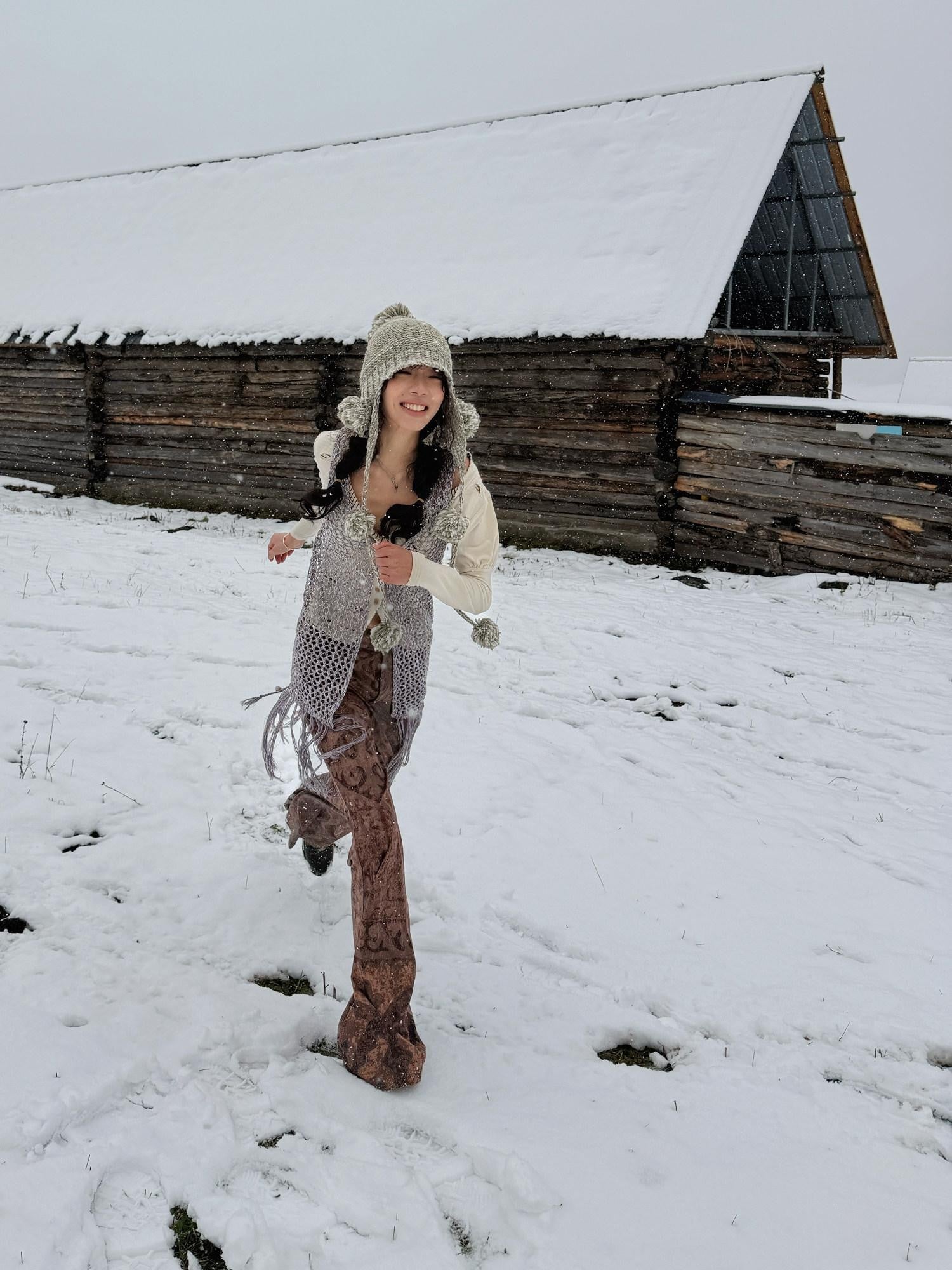 QUORRA S CHORD Blue Brown Red Colorblock Kazakh Pattern Women&