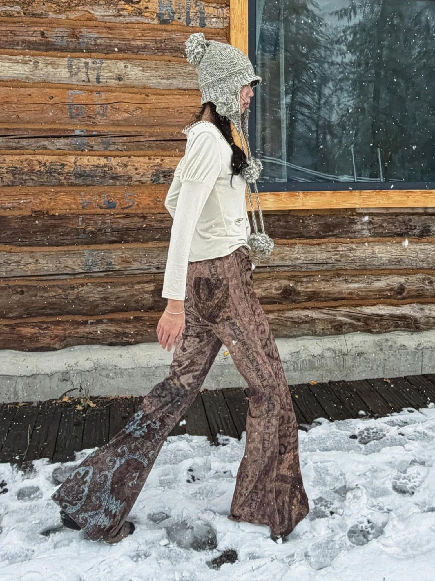 QUORRA S CHORD Blue Brown Red Colorblock Kazakh Pattern Women&