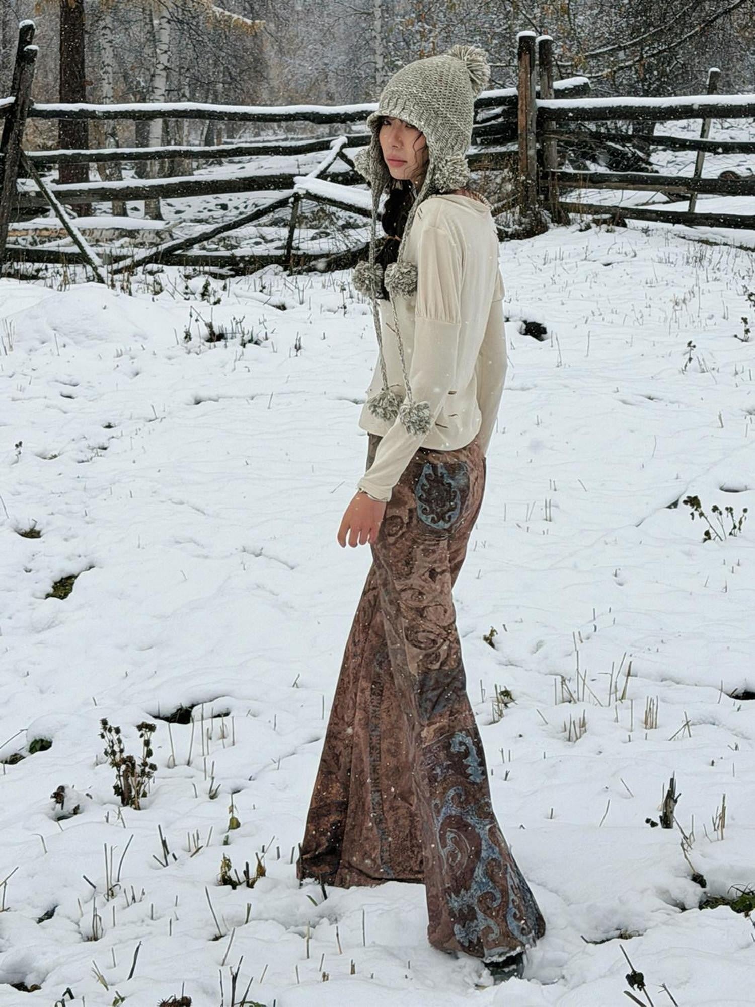 QUORRA S CHORD Blue Brown Red Colorblock Kazakh Pattern Women&