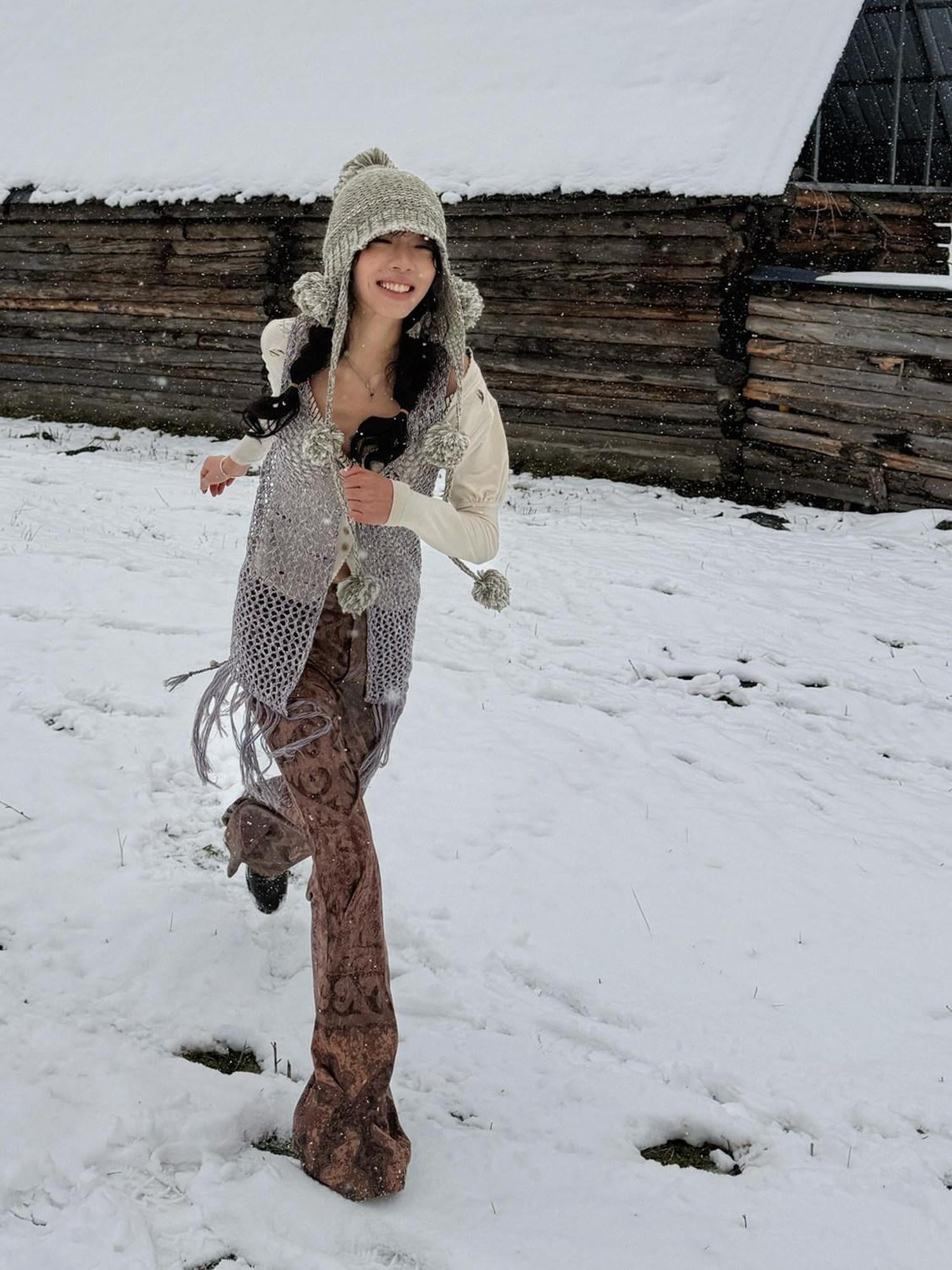 QUORRA S CHORD Blue Brown Red Colorblock Kazakh Pattern Women&