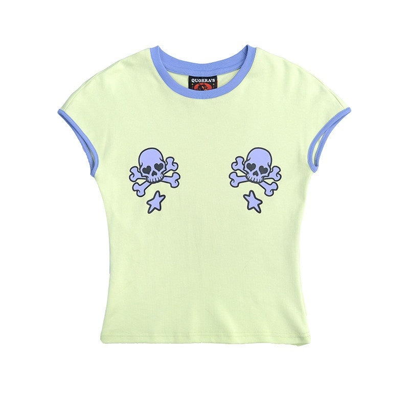 QUORRA_S_CHORD_Blue_Green_Heart_Skull_Contrast_Piping_Cropped_Women&