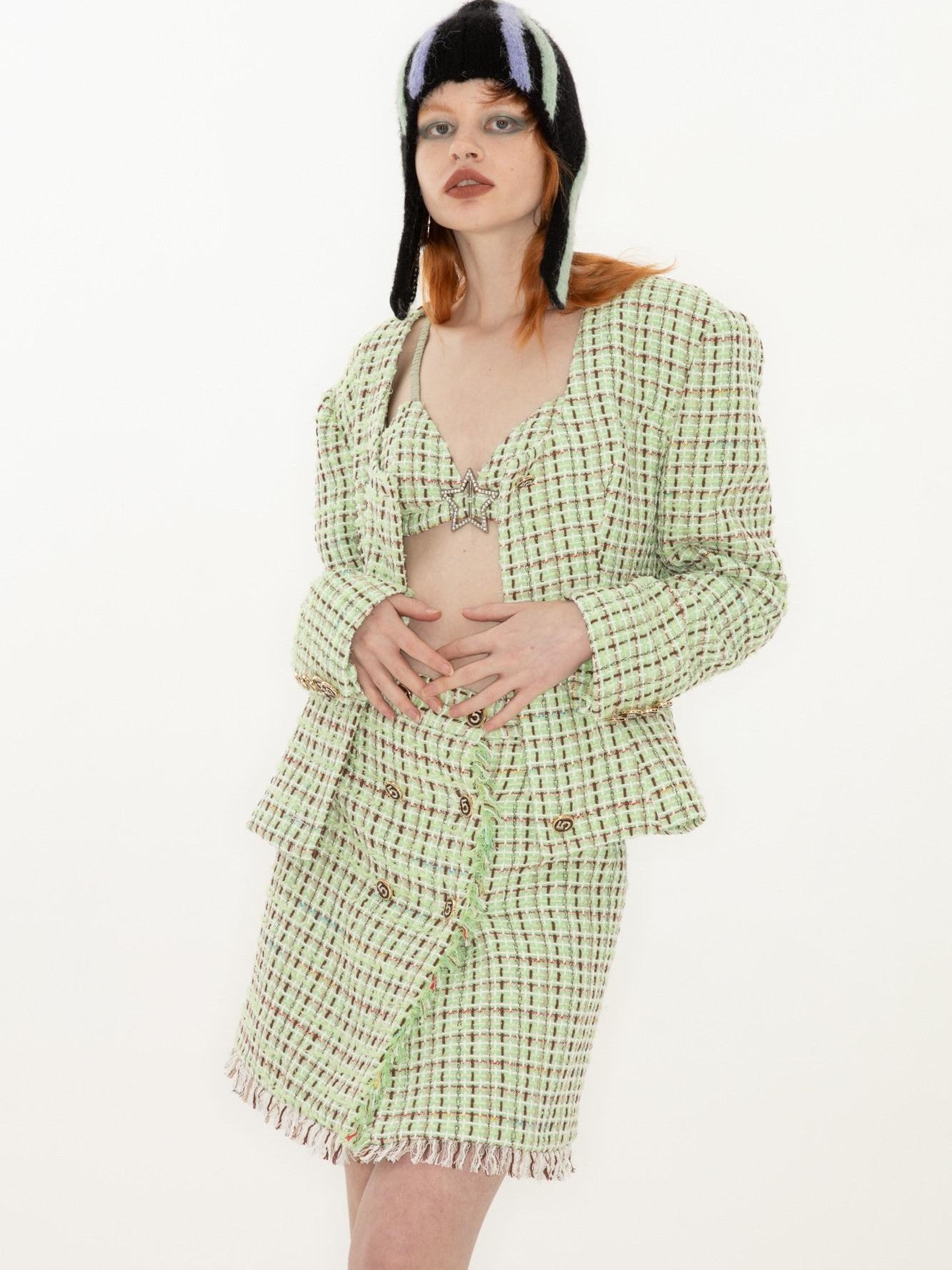 QUORRA S CHORD Blue Green Two Tone Knitted Yarn Women&