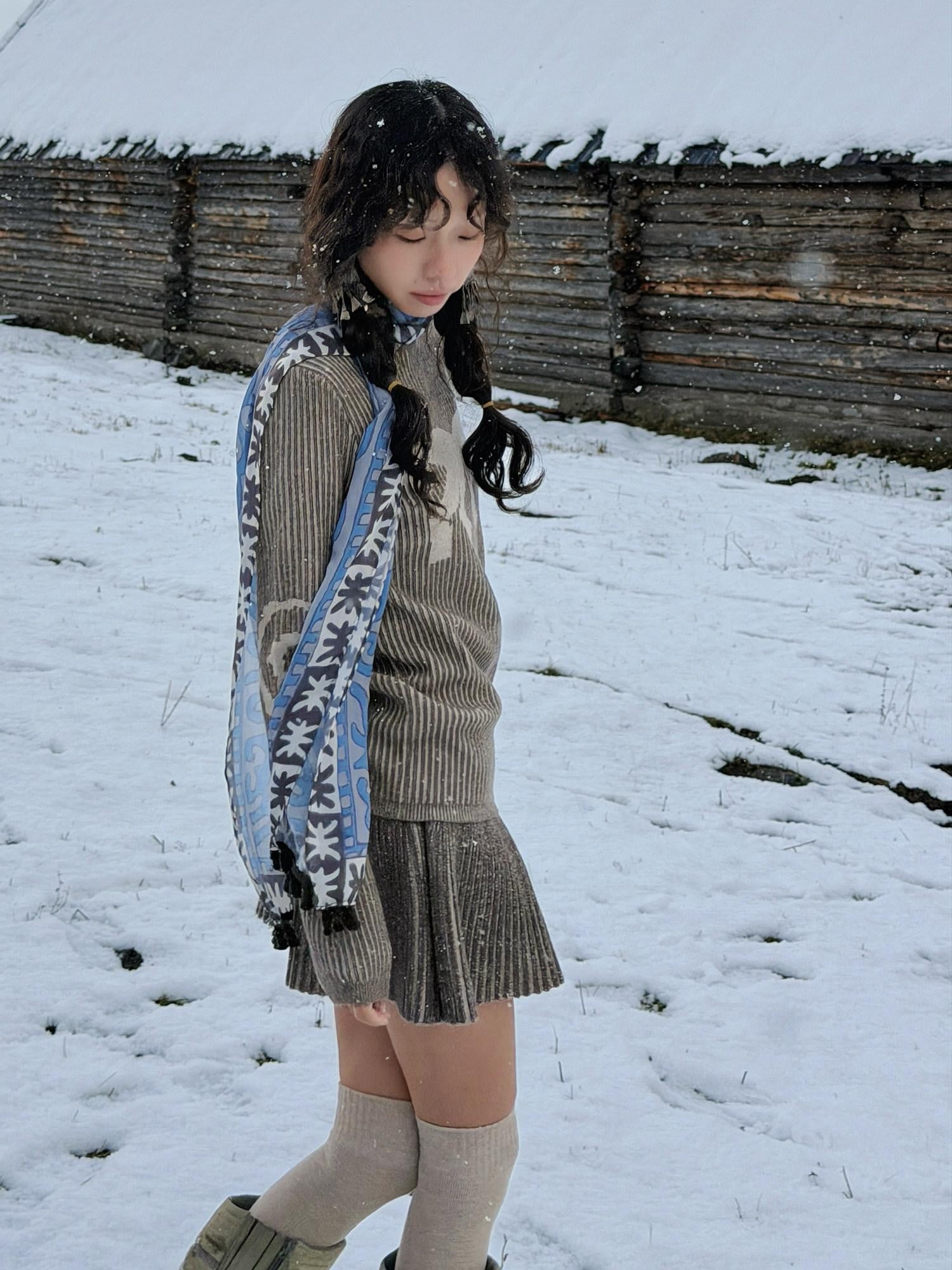 QUORRA S CHORD Brown Blue Tassel Kazakh Ethnic Pattern Women&