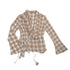 QUORRA_S_CHORD_Brown_Plaid_Irregular_Ruffle_Tie_Shell_Button_Women&