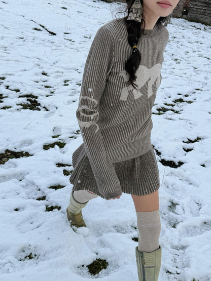 QUORRA S CHORD Brown Ribbed Pony Geometric Knitted Women&