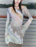 QUORRA S CHORD Butterfly Floral Pink Sheer Bell Sleeve Women&