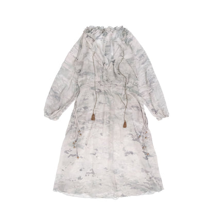 QUORRA_S_CHORD_Camouflage_V-neck_Slit_Chiffon_Ruched_Long_Sleeve_Women&