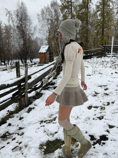 QUORRA S CHORD Carousel Jacquard Knit Puff Sleeve Women&