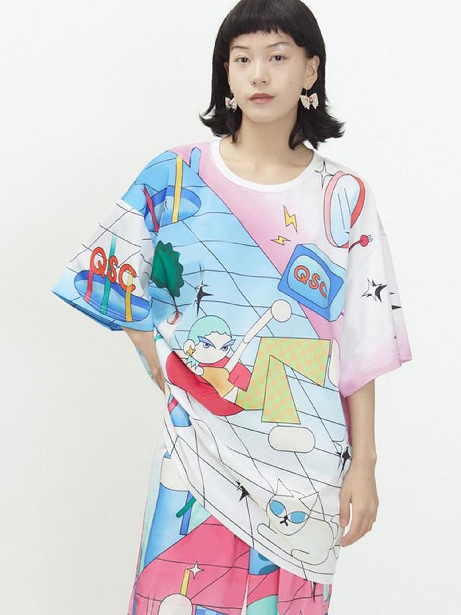 QUORRA S CHORD Cartoon Graphic Loose Crewneck Women&