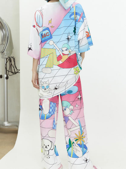 QUORRA S CHORD Cartoon Graphic Loose Crewneck Women&