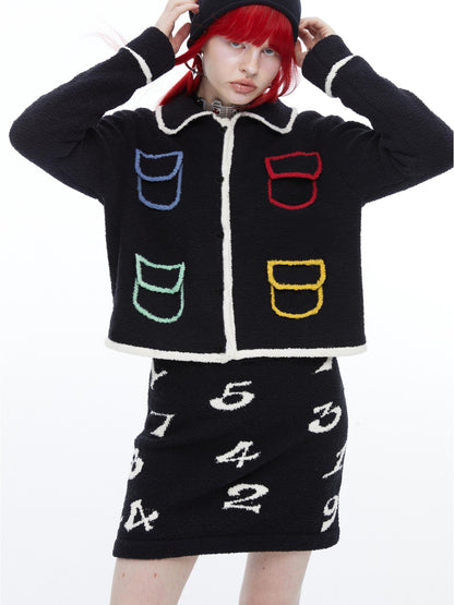 QUORRA S CHORD Colorful Pockets Doll Collar Tweed Inspired Women&
