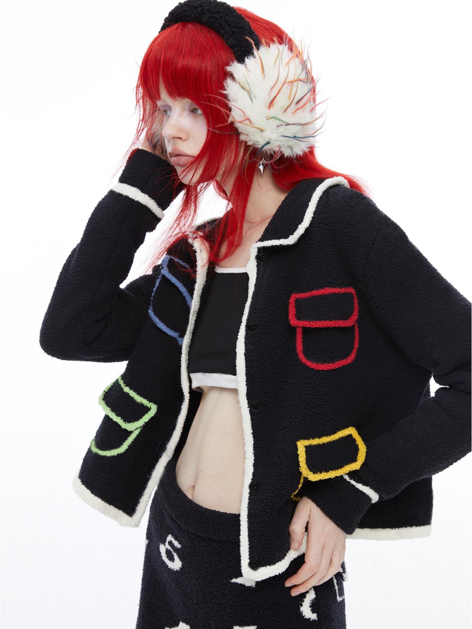 QUORRA S CHORD Colorful Pockets Doll Collar Tweed Inspired Women&