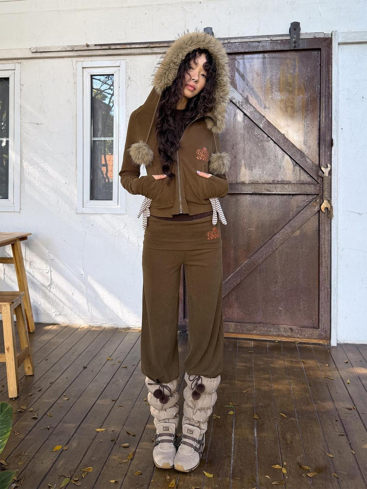 QUORRA S CHORD Contrast Trim Straight Leg Thermal Soft Women&