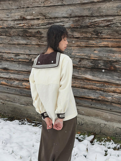 QUORRA S CHORD Cream Spliced Cashmere Sailor Collar Women&